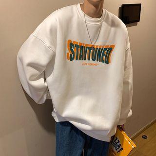 Round Neck Lettering Print Sweatshirt