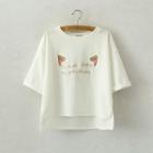 Embroidered Cat-ear T-shirt