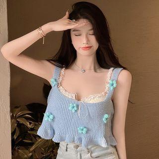 Lace Camisole Top / Floral Knit Camisole Top