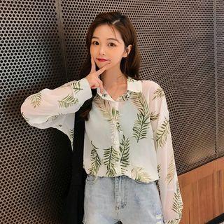 Print Long-sleeve Loose-fit Light Shirt