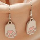 Cat Paw Glaze Dangle Earring 01 - 1 Pair - White - One Size