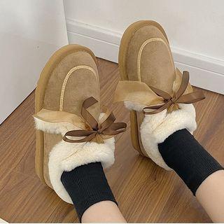 Bow-accent Faux Suede Snow Boots