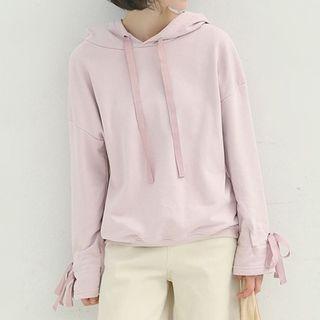 Bow Detail Hooded Long-sleeve T-shirt
