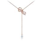 Alloy Bow Faux Crystal Pendant Y Necklace
