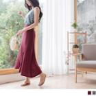 Slit-front Maxi A-line Skirt