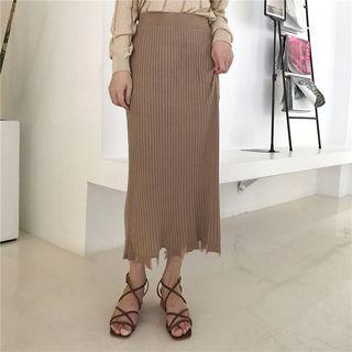 Distressed Midi Knit Skirt