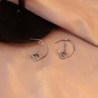 Rhinestone Open Hoop Earring With Gift Box - 1 Pair - Silver - One Size