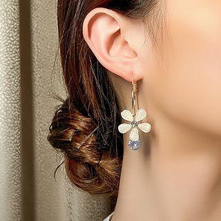 Rhinestone Alloy Flower Dangle Earring 1 Pair - Ring & Flower - One Size
