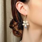 Rhinestone Alloy Flower Dangle Earring 1 Pair - Ring & Flower - One Size