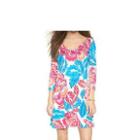 3/4-sleeve Floral Print A-line Dress