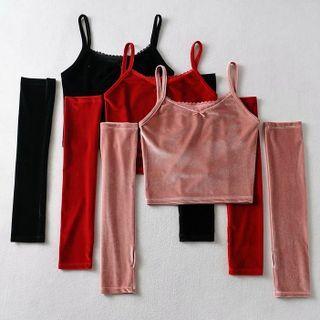 Set: Velvet Camisole Top + Oversleeves