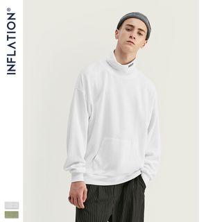 Mock-neck Waffle Pullover