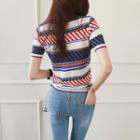 Short-sleeve Patterned Knit Top