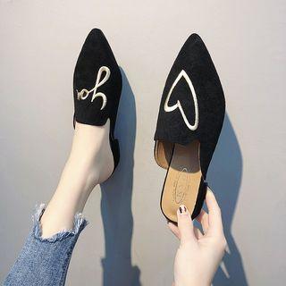 Embroidered Pointed Toe Mules