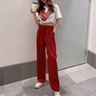 Short-sleeve Print T-shirt / Wide-leg Pants / Set