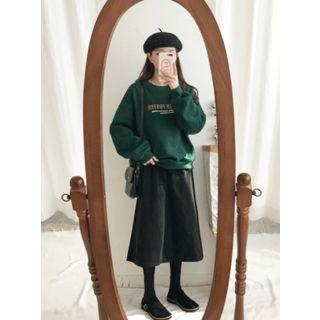 Pleated A-line Long Skirt