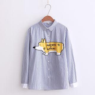 Pinstriped Dog Print Shirt