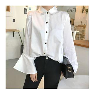 Bell-sleeve Button-detail Shirt