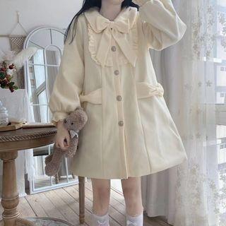 Collared Ribbon Single-breasted Coat