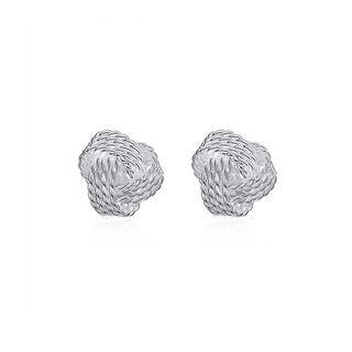 Simple Braided Ball Stud Earrings Silver - One Size