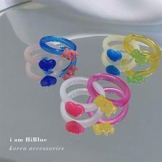 Set : Bear / Heart Acrylic Ring