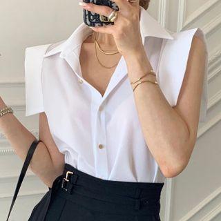 Sleeveless Plain Shirt White - One Size