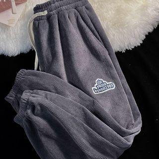 Lettering Ribbed Sweatpants