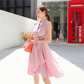 Sleeveless Midi Surplice-wrap Dress