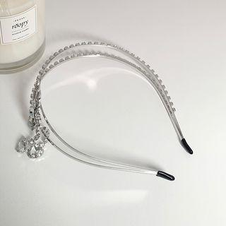 Wings Rhinestone Alloy Headband Silver - One Size