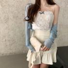 Ruffled Cardigan / Lace Camisole Top / Mini Mermaid Skirt
