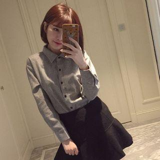 Long-sleeve Bow-accent Shirt