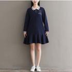 Embroidered Long-sleeve Polo Dress