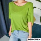 Plus Size - Colored Round-neck Silky T-shirt
