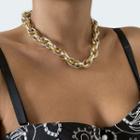 Chunky Alloy Choker 3867 - Gold & Silver - One Size