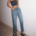 High-waist Asymmetric-hem Boot-cut Jeans