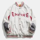Lettering Hooded Baseball Jacket / Harem Pants