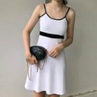 Spaghetti Strap Contrast Panel A-line Mini Dress