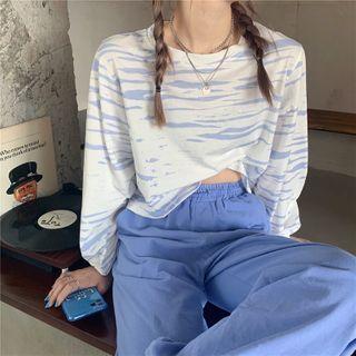 Puff-sleeve Zebra Print T-shirt