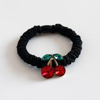 Rhinestone Cherry Hair Tie 01 - Red - One Size