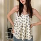 Floral Flowy Camisole Top White - One Size