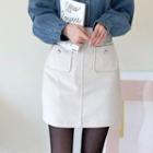 Dual-pocket Zip-back Miniskirt