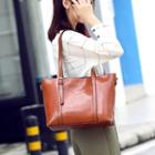 Faux-leather Belted Tote