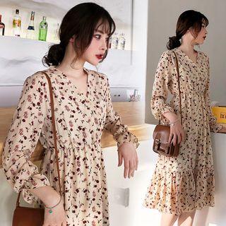 Tie-waist V-neck Floral Print Dress