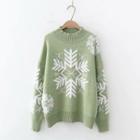 Mock Neck Snow Patterned Sweater