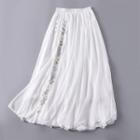 Floral A-line Maxi Skirt White - One Size