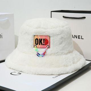 Lettering Smiley Applique Chenille Bucket Hat