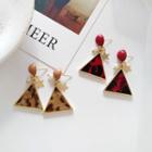 Faux Pearl Leopard Print Triangular Drop Earring / Clip-on Earring