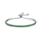 Simple Fashion Geometric Bracelet With Green Cubic Zirconia Silver - One Size
