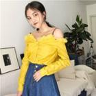 Frill Trim Off Shoulder Shirt
