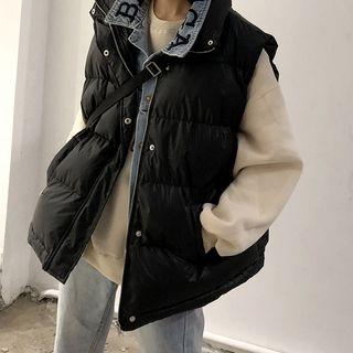 Denim Panel Padded Vest